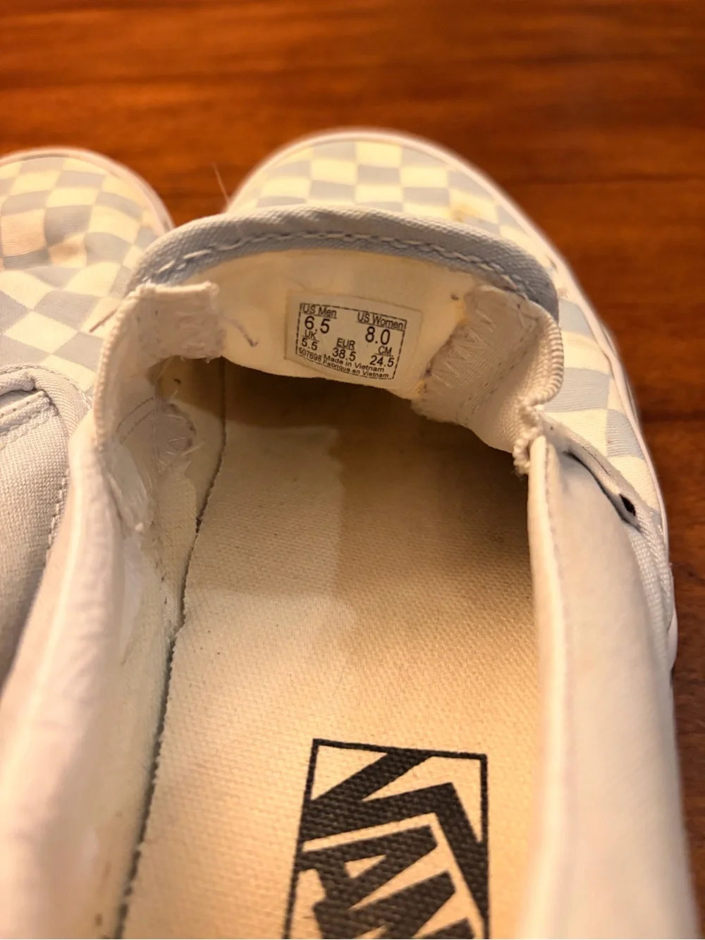 Vans Slip-On Checkerboard Sneakers - Light Blue & White